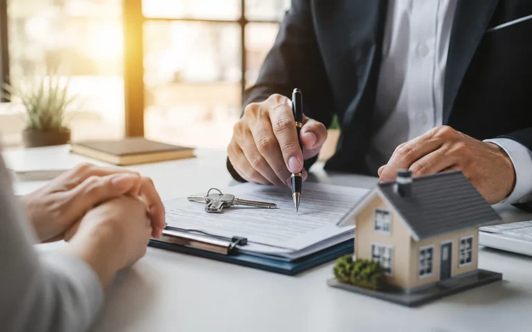 property agent reviewing a real estate agreement with a client