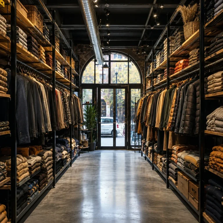 well-maintained retail store interior with organized clothing displays